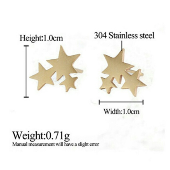 Stainless Steel Silver Star Trio Earrings - Picture 2 of 3